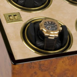 Кутия за самонавиващи се часовници Rapport London Est. 1898-Optima Walnut Burr Quad Watch Winder.